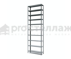 Стеллаж металлический Pro Стеллаж LN ВШГ - 2200х1000х250 на 10 полок с нагрузкой до 100кг на полку